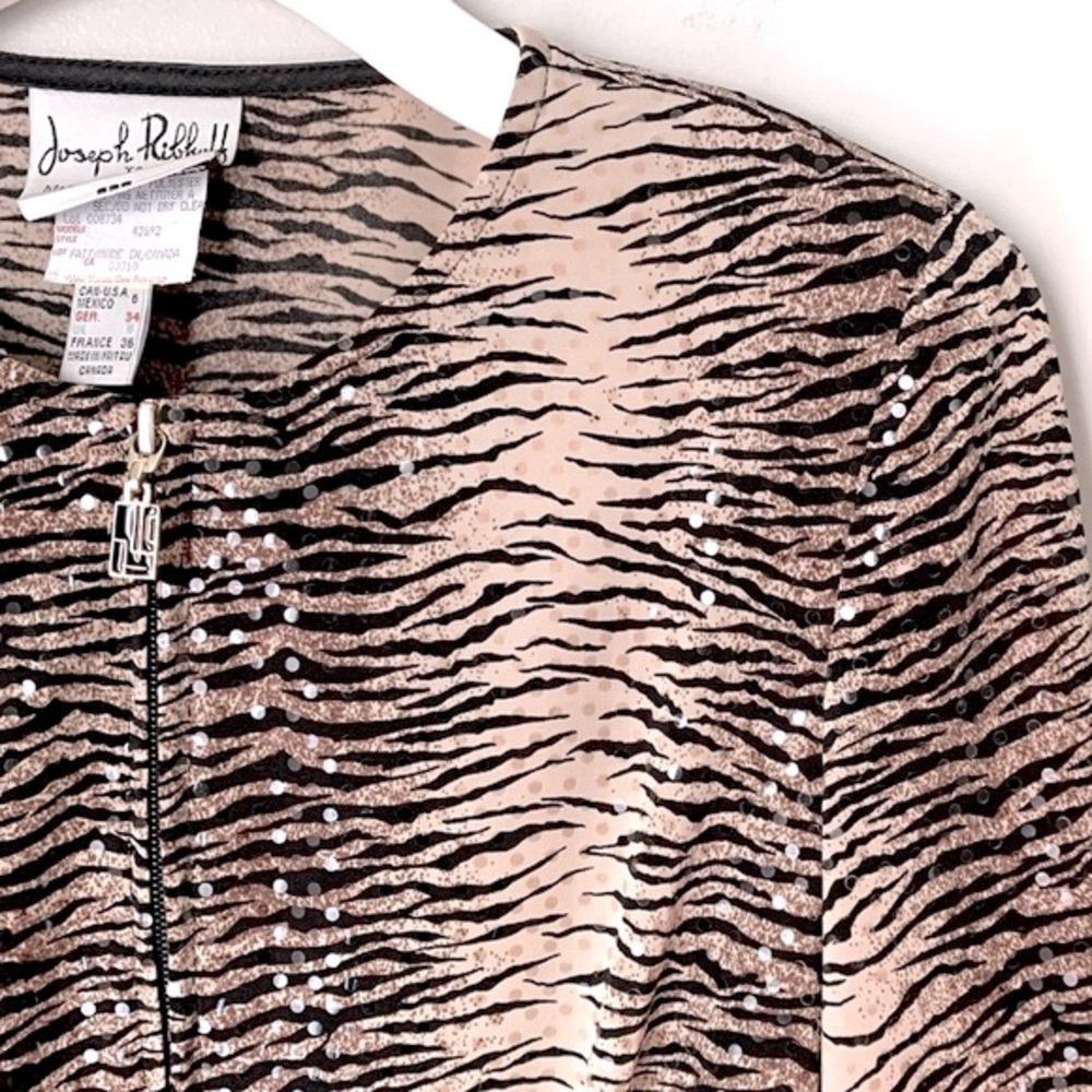 Vintage Joseph Ribkoff size 6 Front Zip Sequin Top - Picture 6 of 16